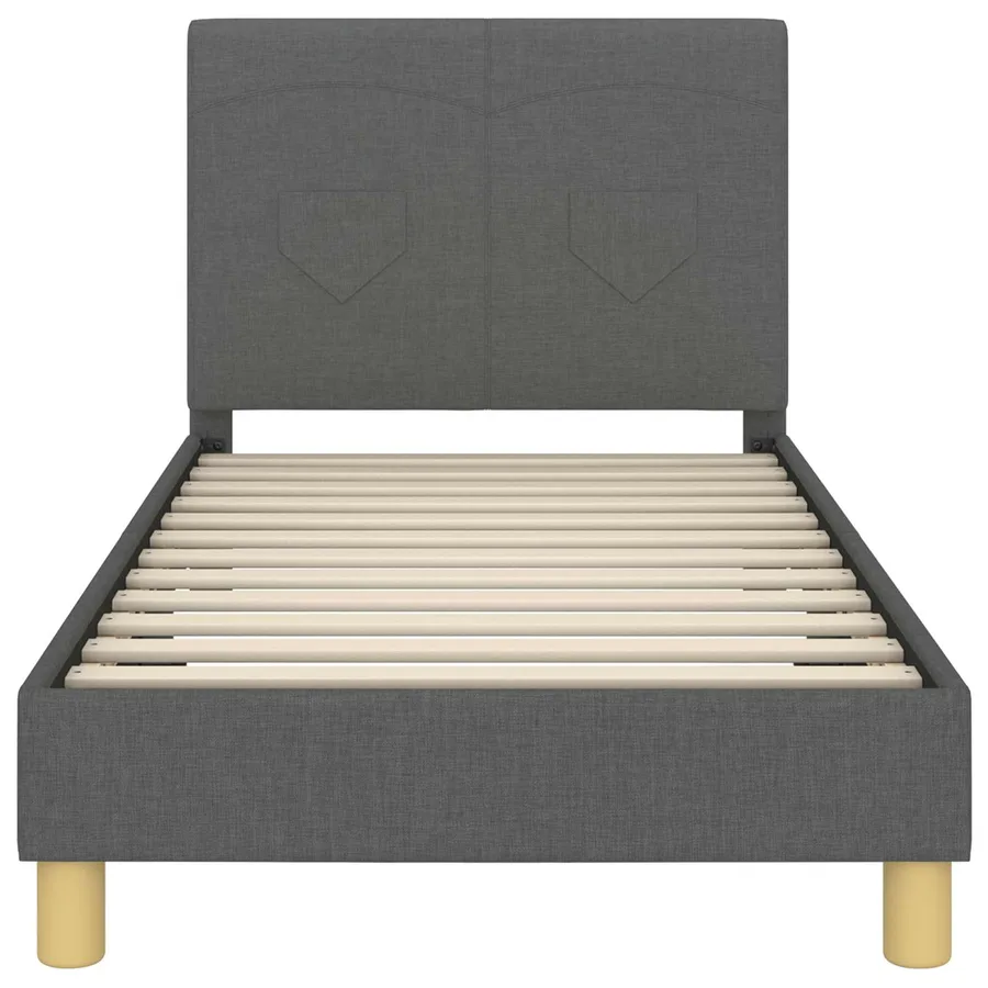 Cadre de lit pour enfants avec tête de lit Gris foncé tissu - 5