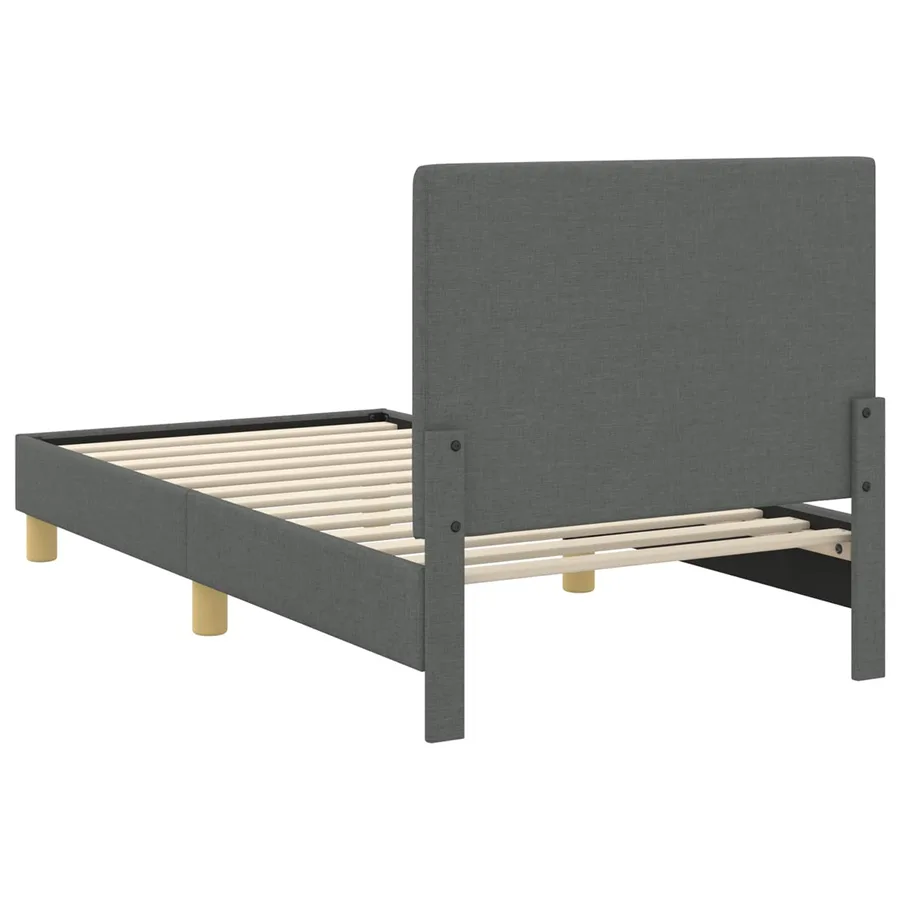 Cadre de lit pour enfants avec tête de lit Gris foncé tissu - 7