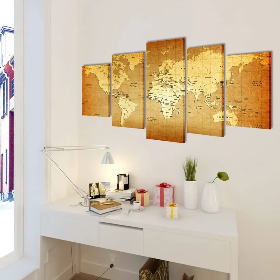 Set de toiles murales imprimées "Carte du monde" 200 x 100 cm - 2