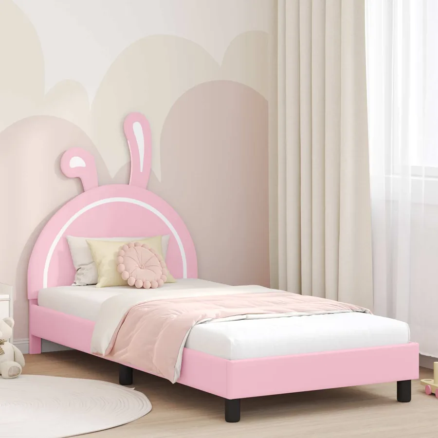 Cadre de lit pour enfants avec tête de lit Rose 80 x 200 cm PU