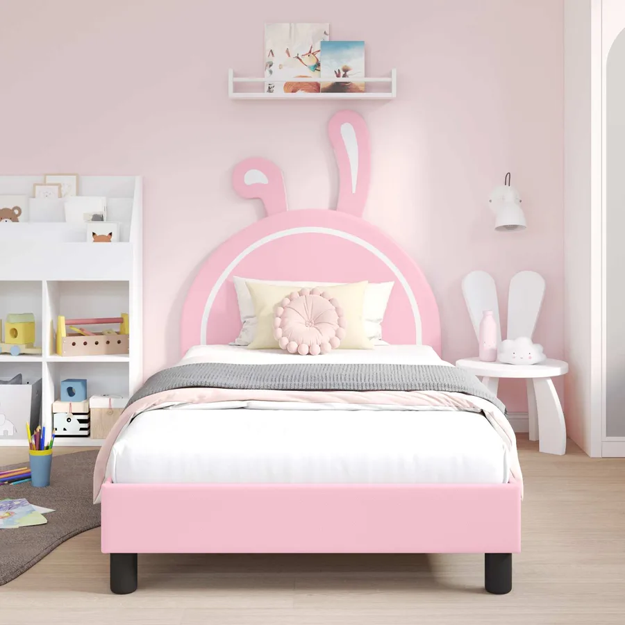 Cadre de lit pour enfants avec tête de lit Rose 80 x 200 cm PU - 3