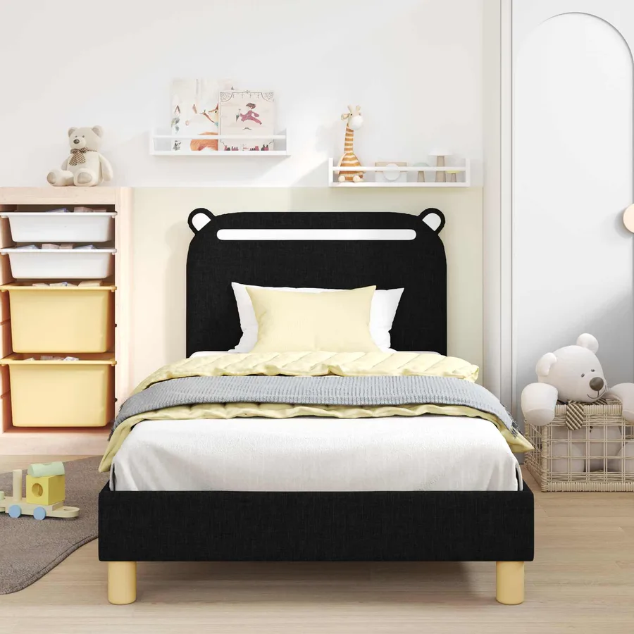 Cadre de lit pour enfants avec tête de lit Noir 90 x 200 cm - 3
