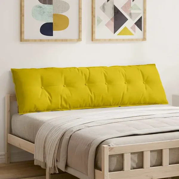 Coussin de Dos Jaune 180 x 50 cm Tissu en velours côtelé