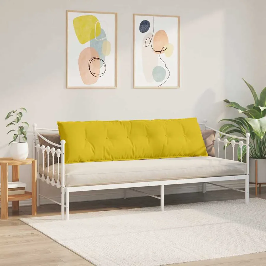Coussin de Dos Jaune 180 x 50 cm Tissu en velours côtelé - 4
