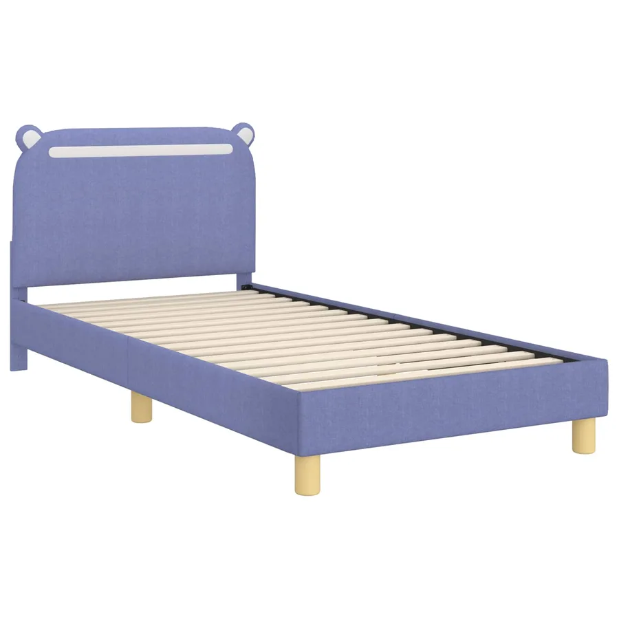 Cadre de lit pour enfants avec tête de lit Bleu denim Tissu - 4