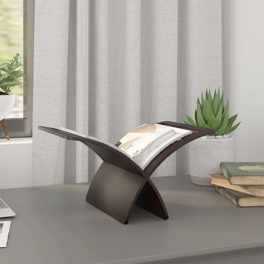 Porte-revue en bois sur pied marron - 3