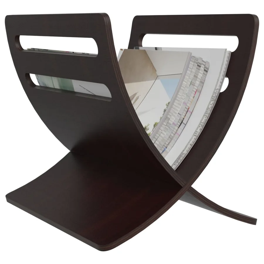 Porte-revue en bois sur pied marron - 4