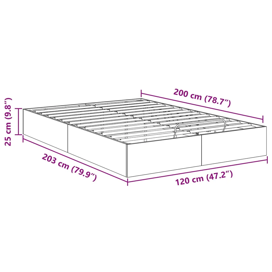 Cadre de lit ottoman Bois ancien 203 x 120 x 25 cm - 11
