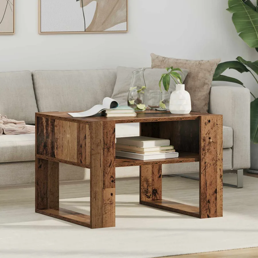Table basse Bois ancien 66 x 53 x 45 cm Bois d'ingénierie