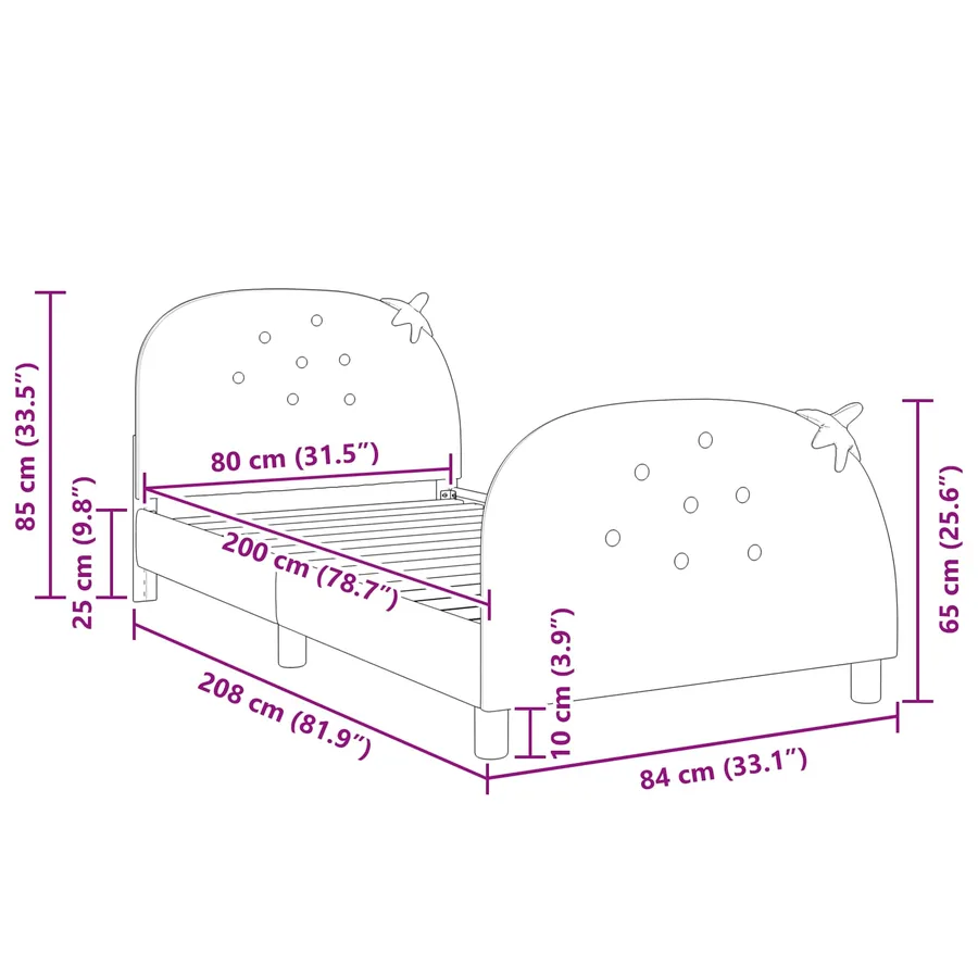 Cadre de lit pour enfants avec tête de lit Rose 80 x 200 cm - 8