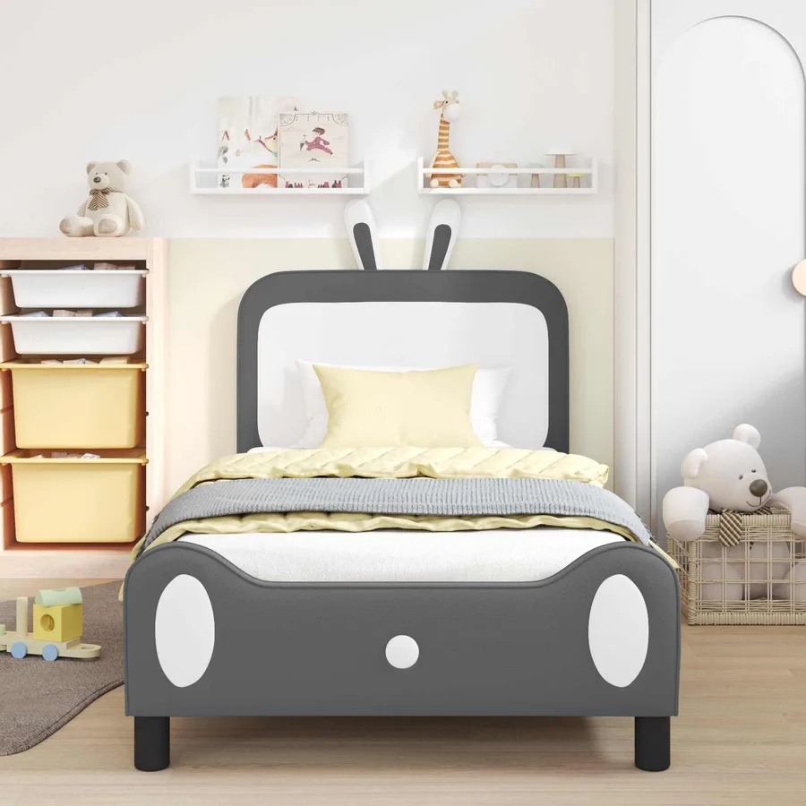 Cadre de lit pour enfants avec tête de lit Gris clair PU - 3