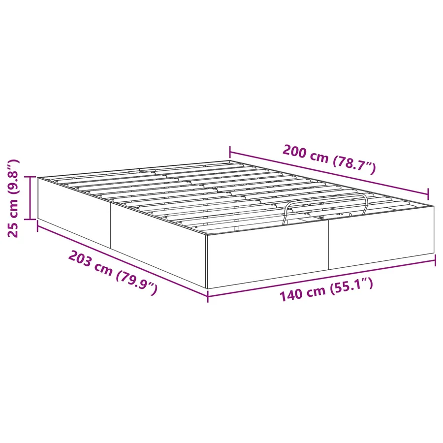 Cadre de lit ottoman Blanc 203 x 140 x 25 cm Bois d’ingénierie - 11