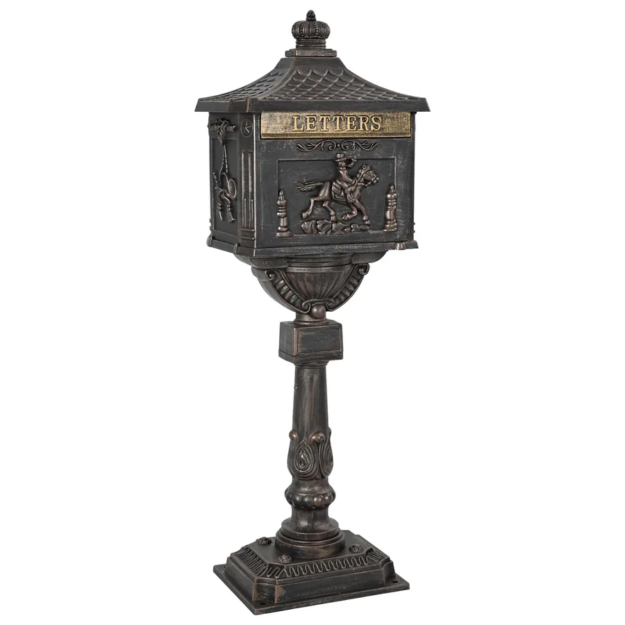 Boîte aux Lettres Debout avec porte Bronze 42,5 x 29,5 x 117 cm