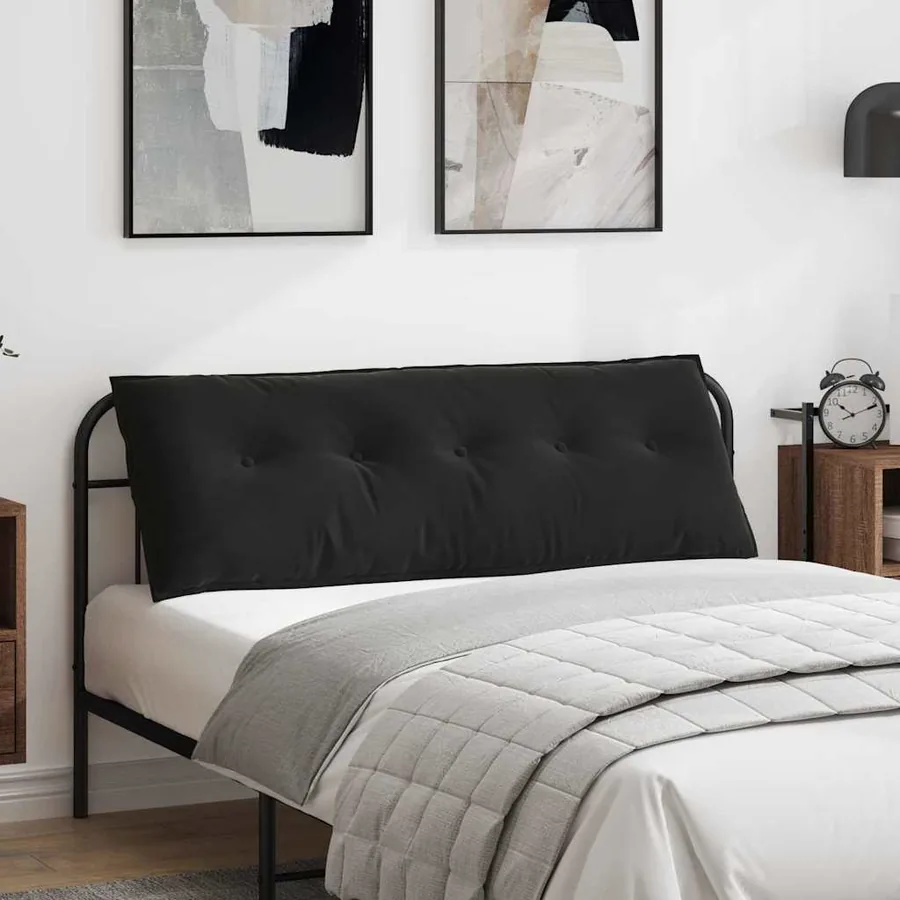 Coussin de Dos Noir 140 x 50 cm Tissu en velours côtelé