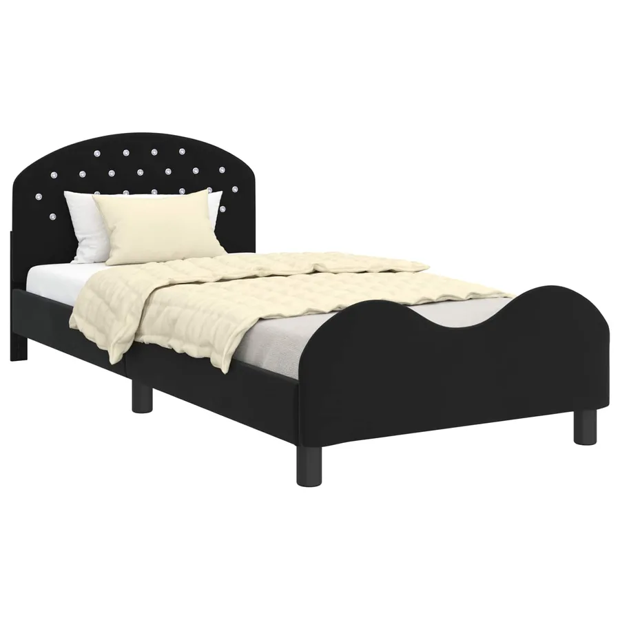 Cadre de lit pour enfants avec tête de lit Noir 90 x 190 cm - 2