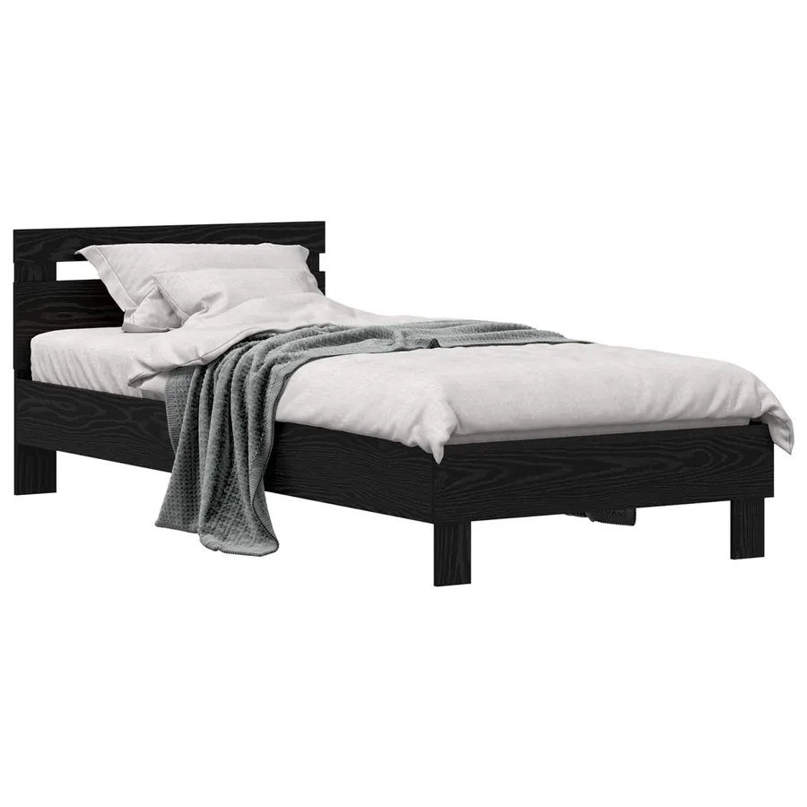 Cadre de lit Chêne noir 75 x 190 cm Bois d'ingénierie - 2