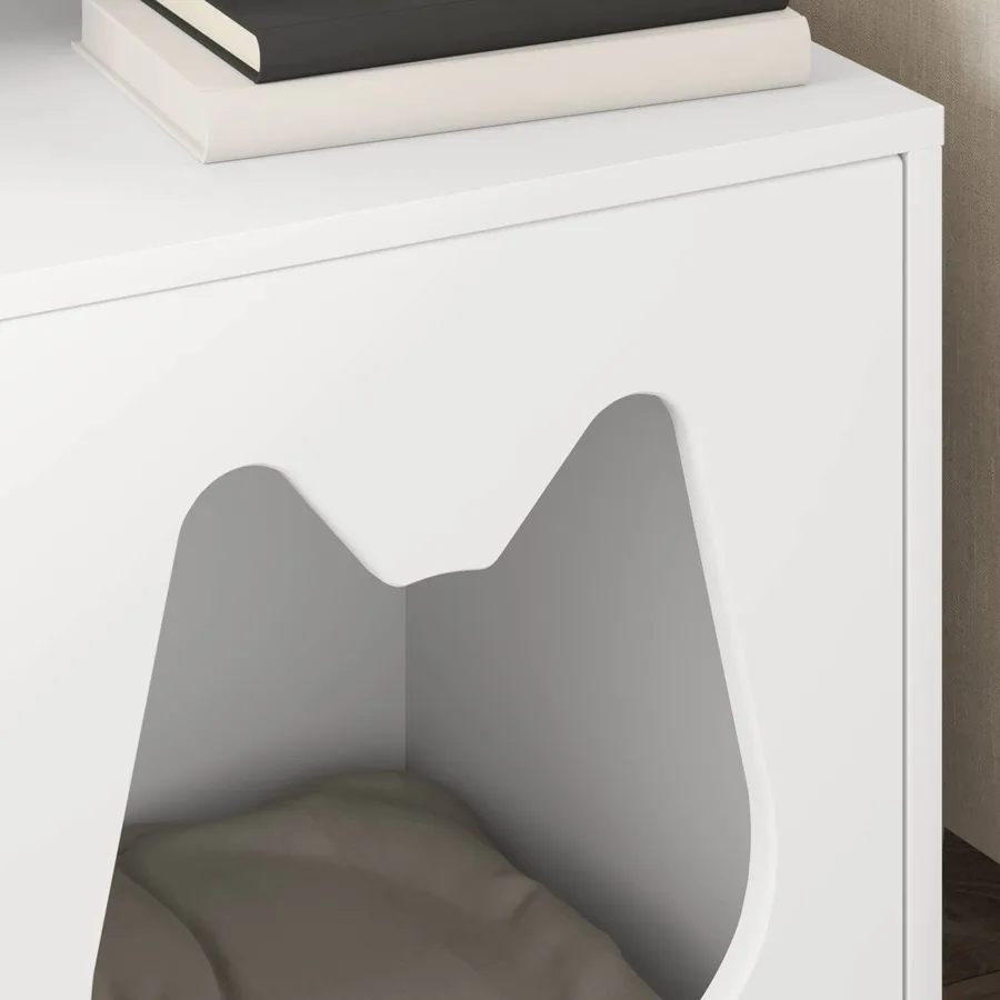 Maison pour chat Blanc 42,5 x 40 x 53,5 cm Bois d'ingénierie - 4