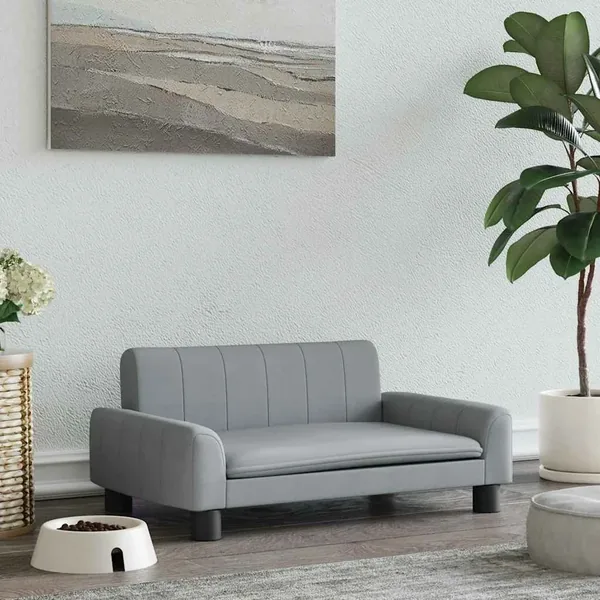 Lit pour chien gris clair 70x45x30 cm tissu