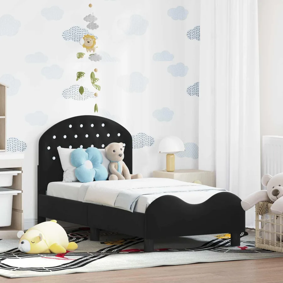 Cadre de lit pour tout-petit avec tête de lit Noir 70 x 140 cm