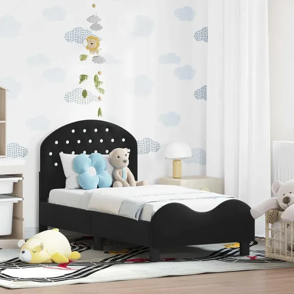 Cadre de lit pour tout-petit avec tête de lit Noir 70 x 140 cm