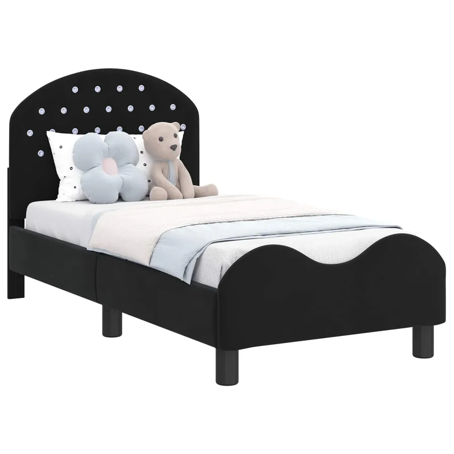 Cadre de lit pour tout-petit avec tête de lit Noir 70 x 140 cm - 2