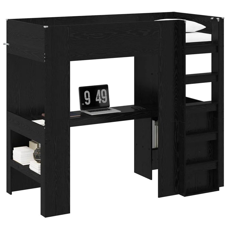 Cadre de lit superposé avec bureau Chêne noir 90 x 190 cm - 2