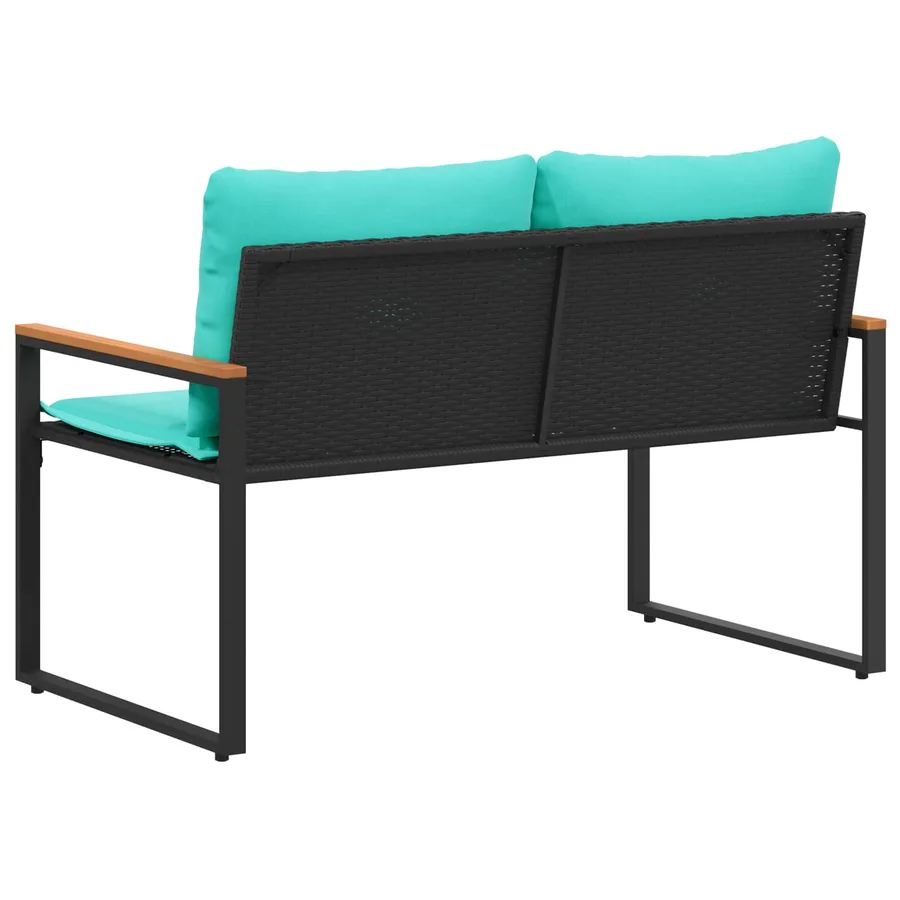banc avec coussin Noir et turquoise 115 x 65 x 72 cm Rotin - 7
