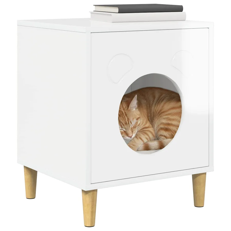 Maison pour chat Blanc Brillant 42,5 x 40 x 53 cm - 3