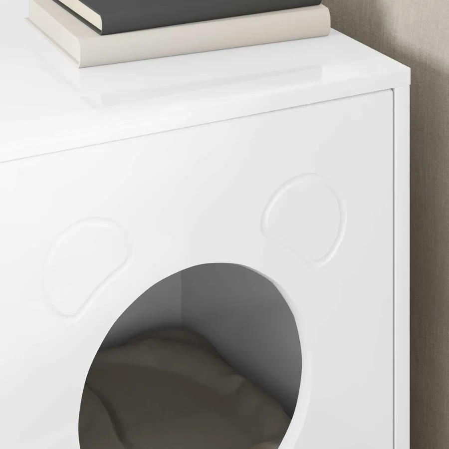 Maison pour chat Blanc Brillant 42,5 x 40 x 53 cm - 4