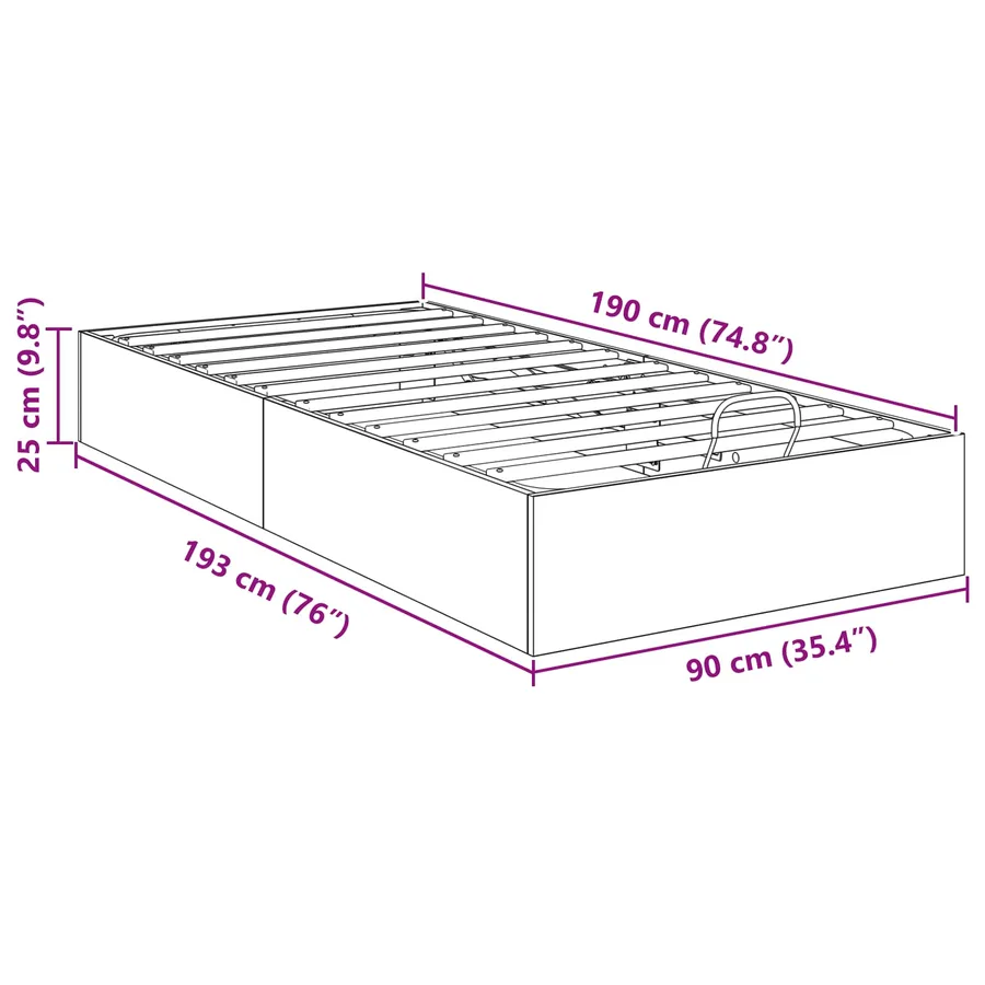 Cadre de lit ottoman Chêne Sonoma 193 x 90 x 25 cm - 11