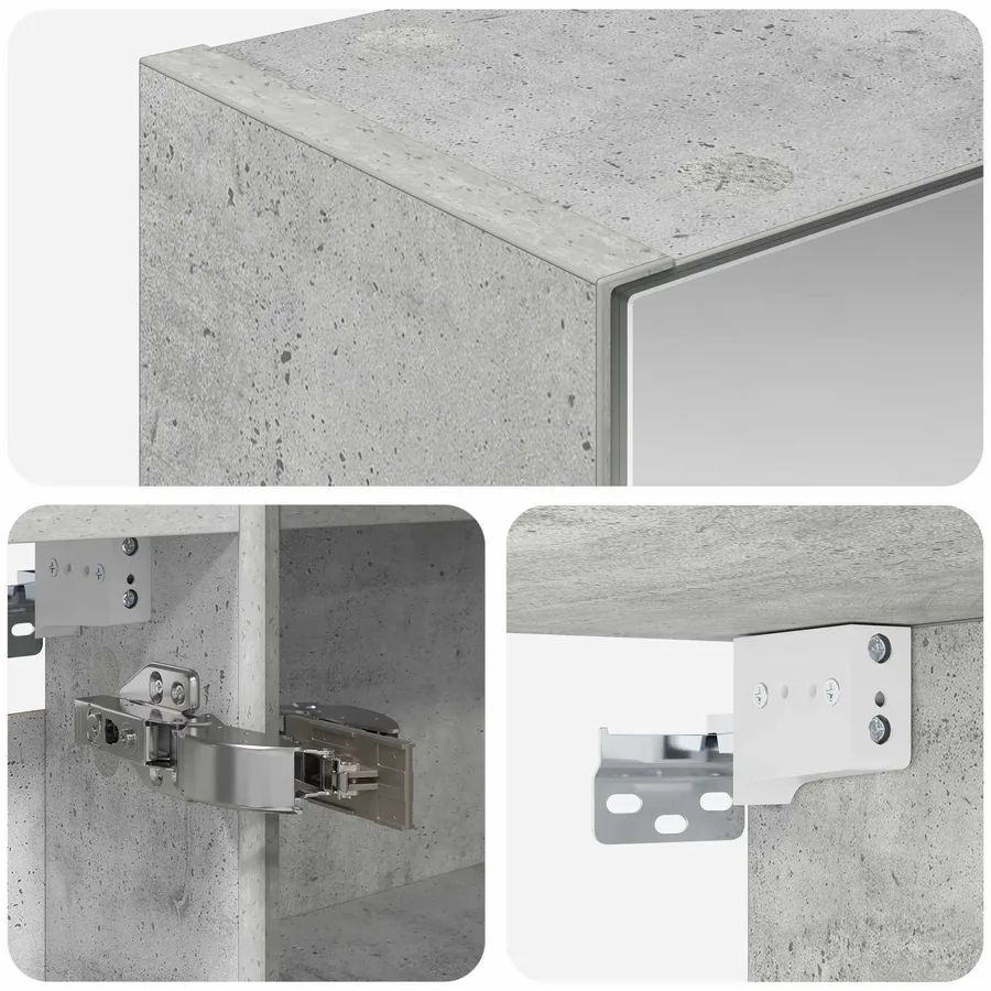Armoire Miroir de Salle de Bain Gris béton 50 x 14,5 x 70 cm - 9