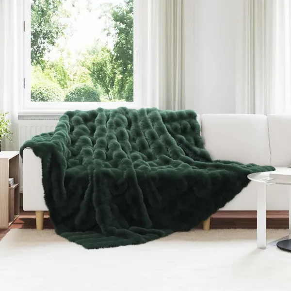 Couverture antidérapante en fausse de lapin Olite Vert foncé