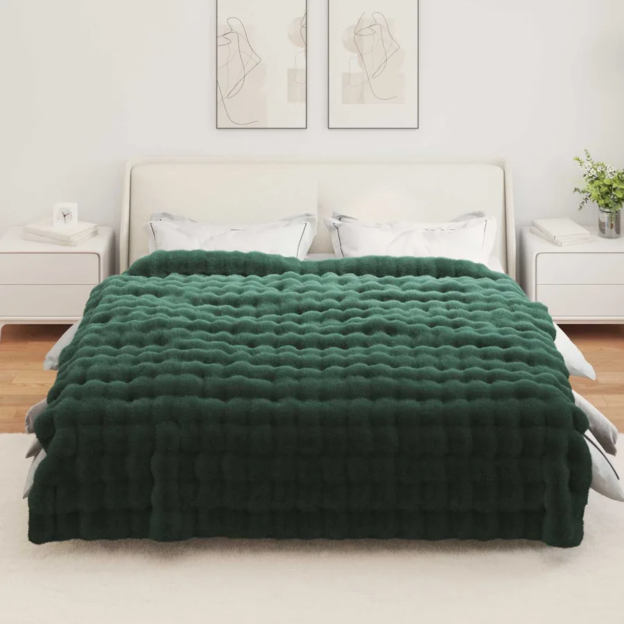 Couverture antidérapante en fausse de lapin Olite Vert foncé - 4