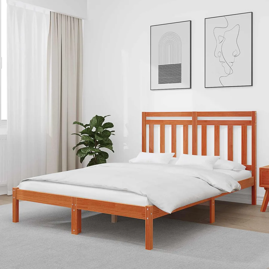 Cadre de lit Cire marron 205,5 x 145,5 x 100 cm