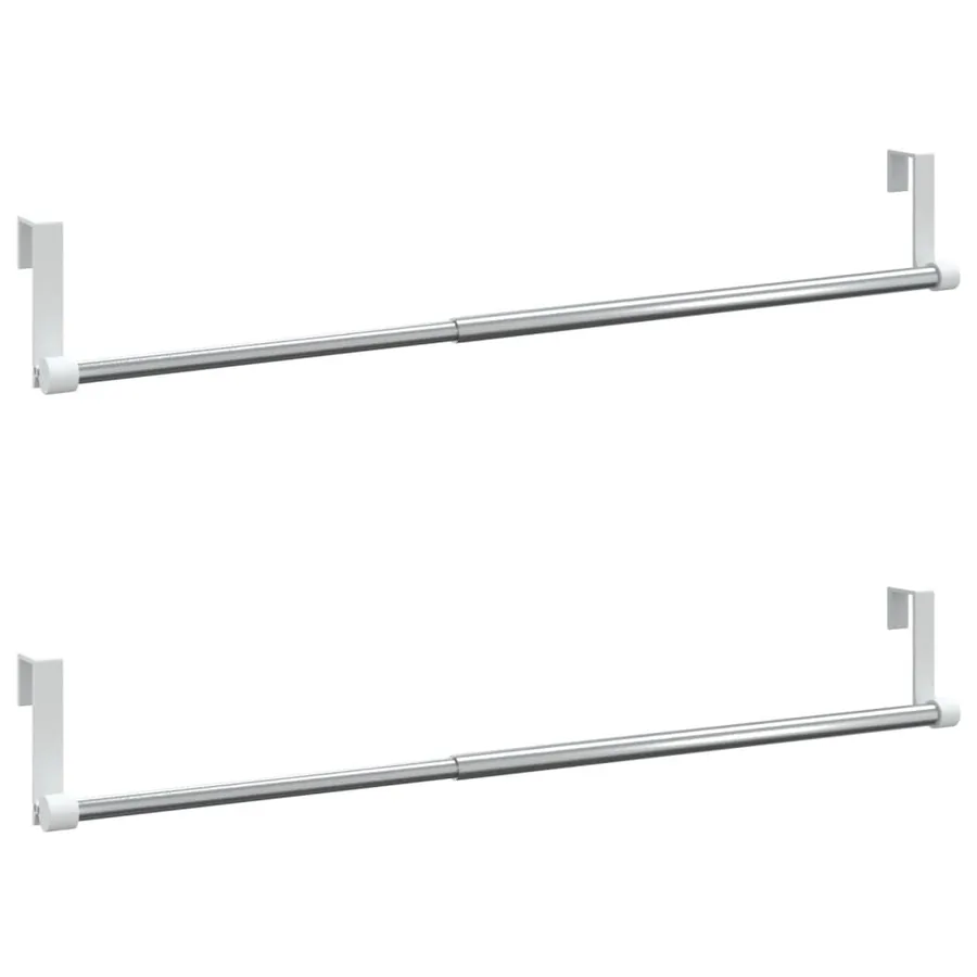 Tringles à rideau 2 pcs blanc et argenté 40-60 cm aluminium - 2