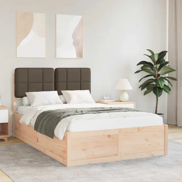 Cadre de lit avec tête de lit rembourrée Taupe 120 x 190 cm