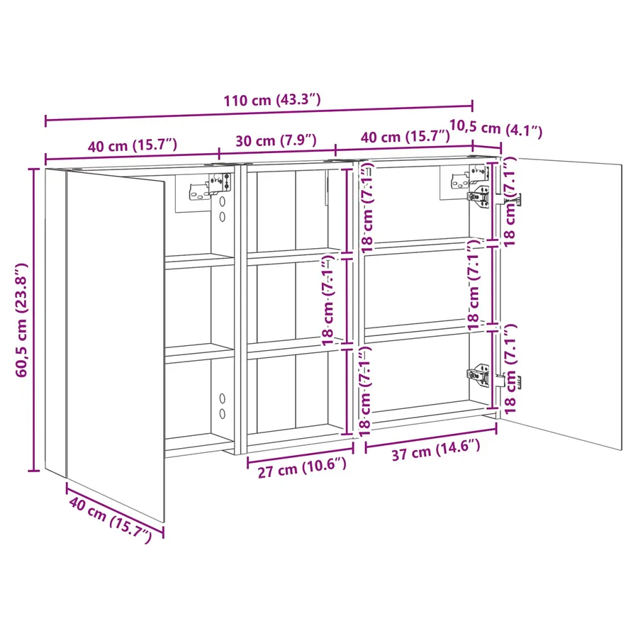 Ensemble de Meubles de Salle de Bain 3 pc 110 x 10,5 x 60,5 cm - 12