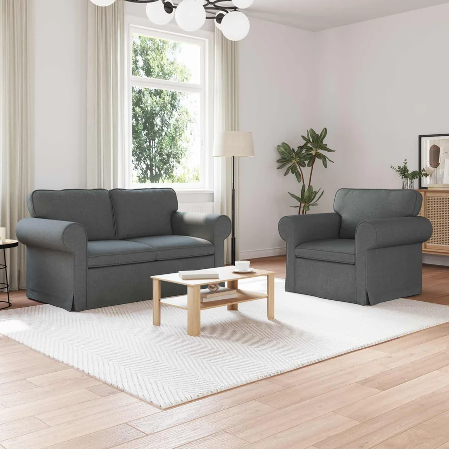 Ensemble de Canapés 2 pcs Gris foncé 155 x 82 x 80 cm tissu