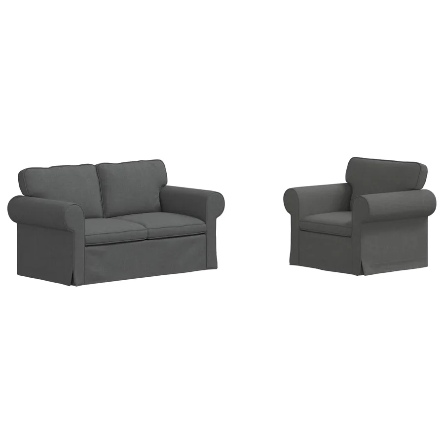 Ensemble de Canapés 2 pcs Gris foncé 155 x 82 x 80 cm tissu - 2