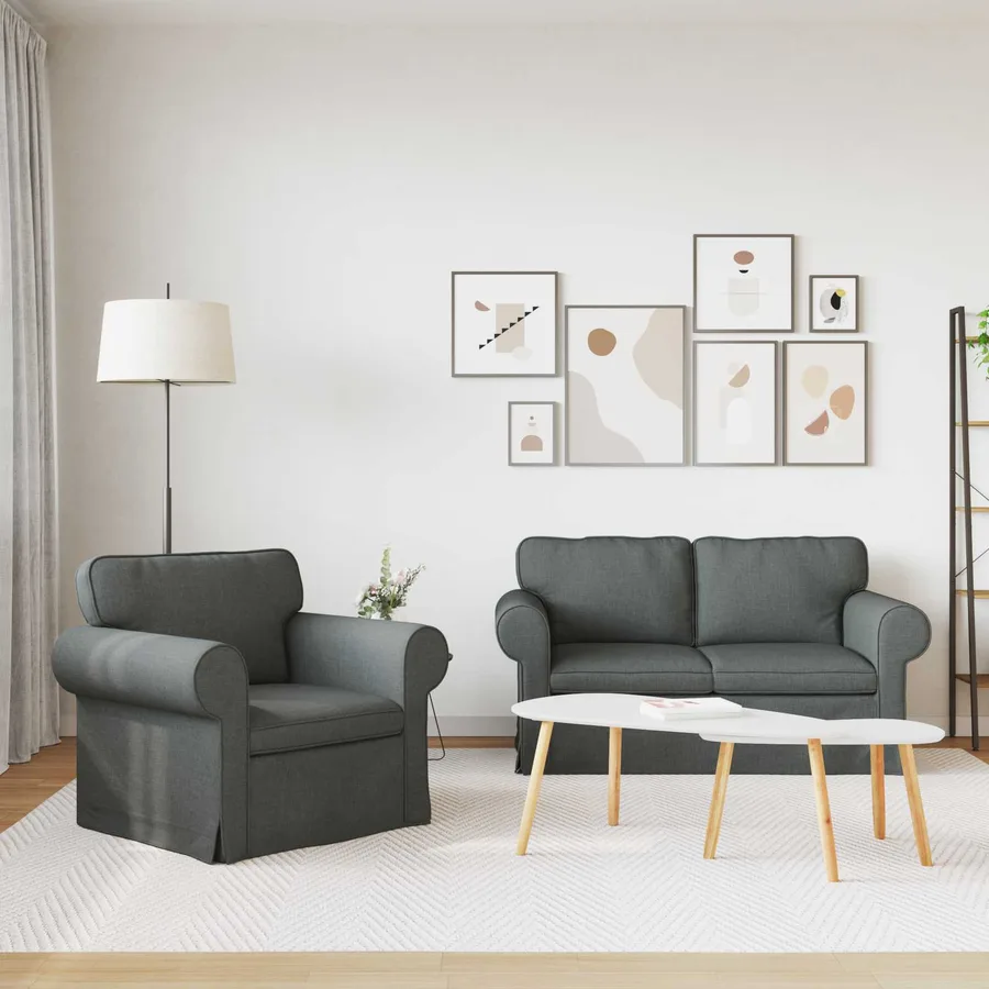 Ensemble de Canapés 2 pcs Gris foncé 155 x 82 x 80 cm tissu - 3