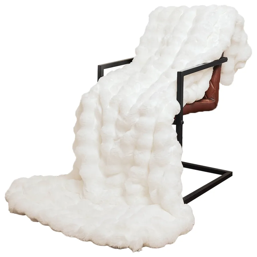 Couverture antidérapante en fausse de lapin Olite Blanc - 3