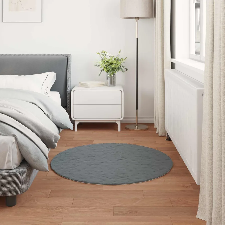 Tapis antidérapant en fausse de lapin OLITE Anthracite Ø 80 cm - 4