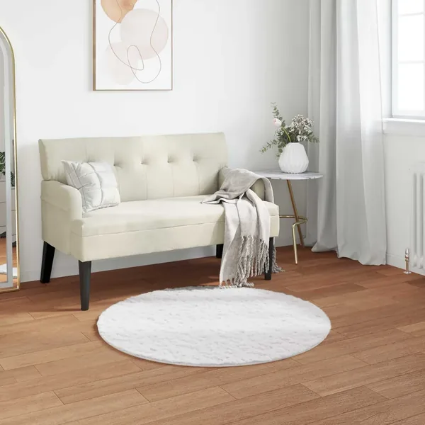 Tapis antidérapant en fausse de lapin OLITE Blanc Ø 100 cm