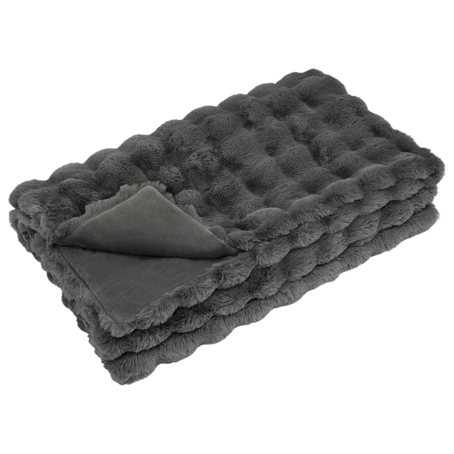 Couverture antidérapante en fausse de lapin Olite Gris foncé - 2