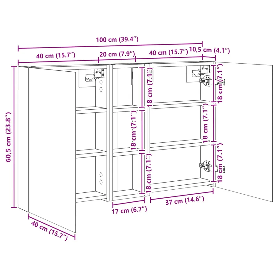 Ensemble de Meubles de Salle de Bain 3 pcs 100 x 10,5 x 60,5 cm - 12
