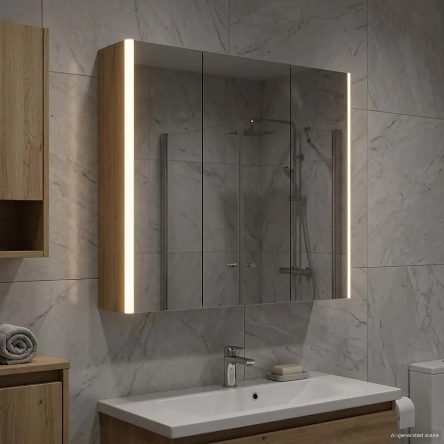 Armoire Miroir de Salle de Bain Chêne artisan