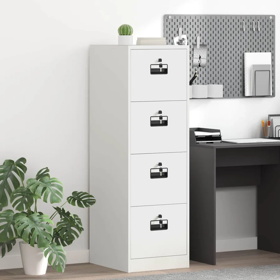 Cabinet de Dossier Blanc 44 x 50 x 139 cm Acier Laminé à Froid