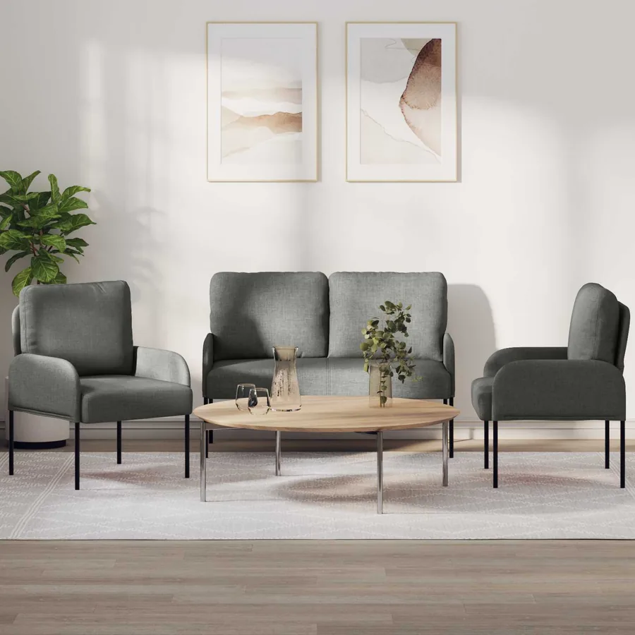 Ensembles de canapés 3 pcs Gris foncé 115 x 56 x 80 cm