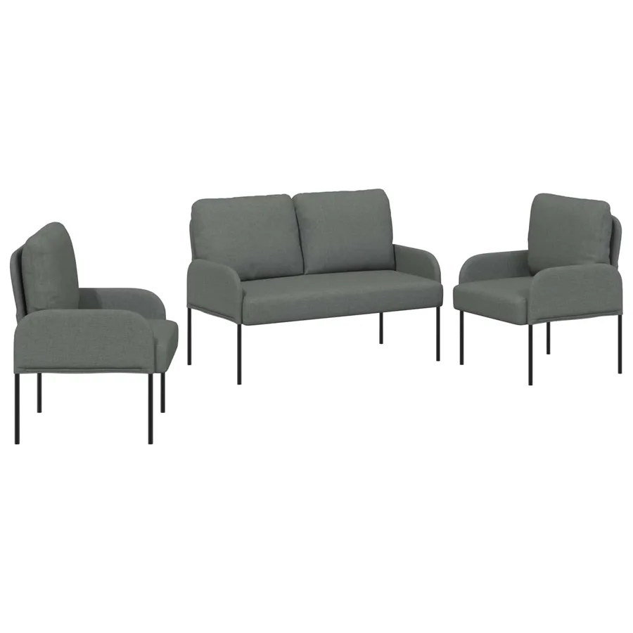 Ensembles de canapés 3 pcs Gris foncé 115 x 56 x 80 cm - 2