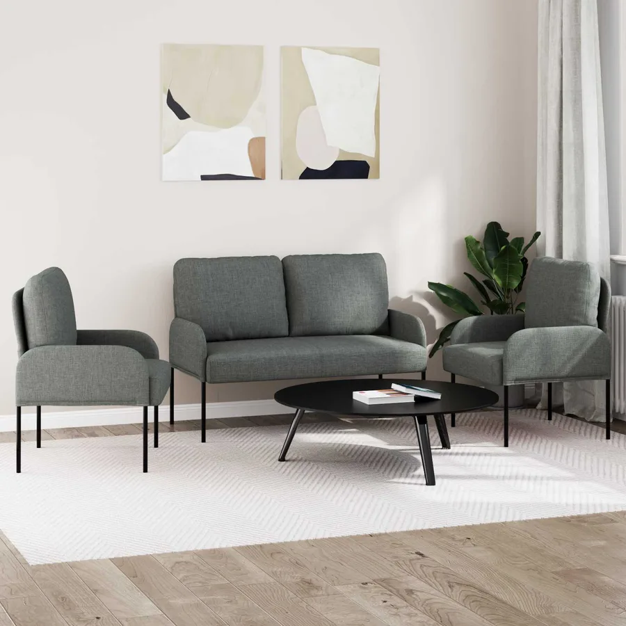 Ensembles de canapés 3 pcs Gris foncé 115 x 56 x 80 cm - 3